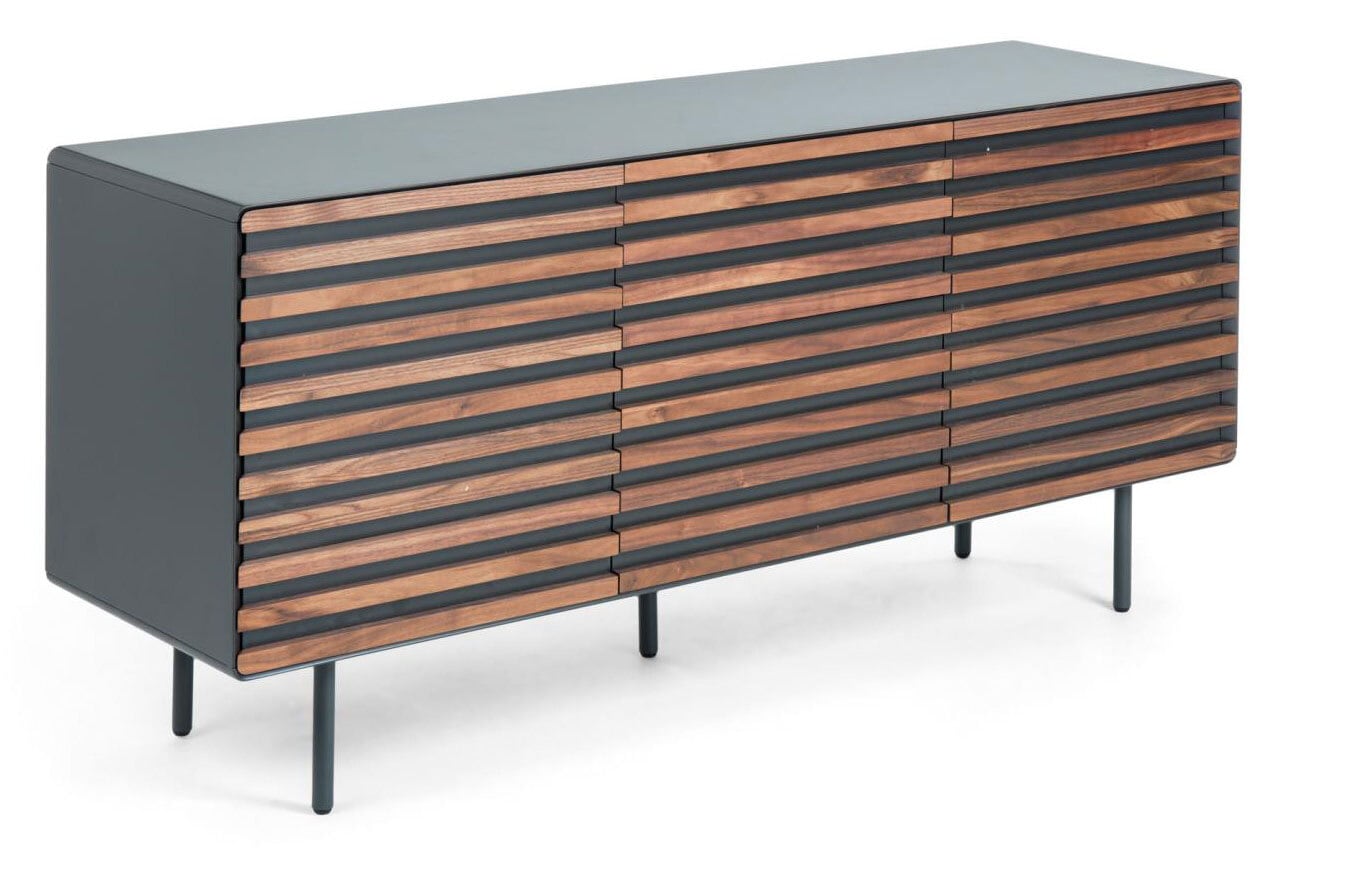 Kave Home Sideboard KESIA 162 x 74 cm Grau/ Nussbaum