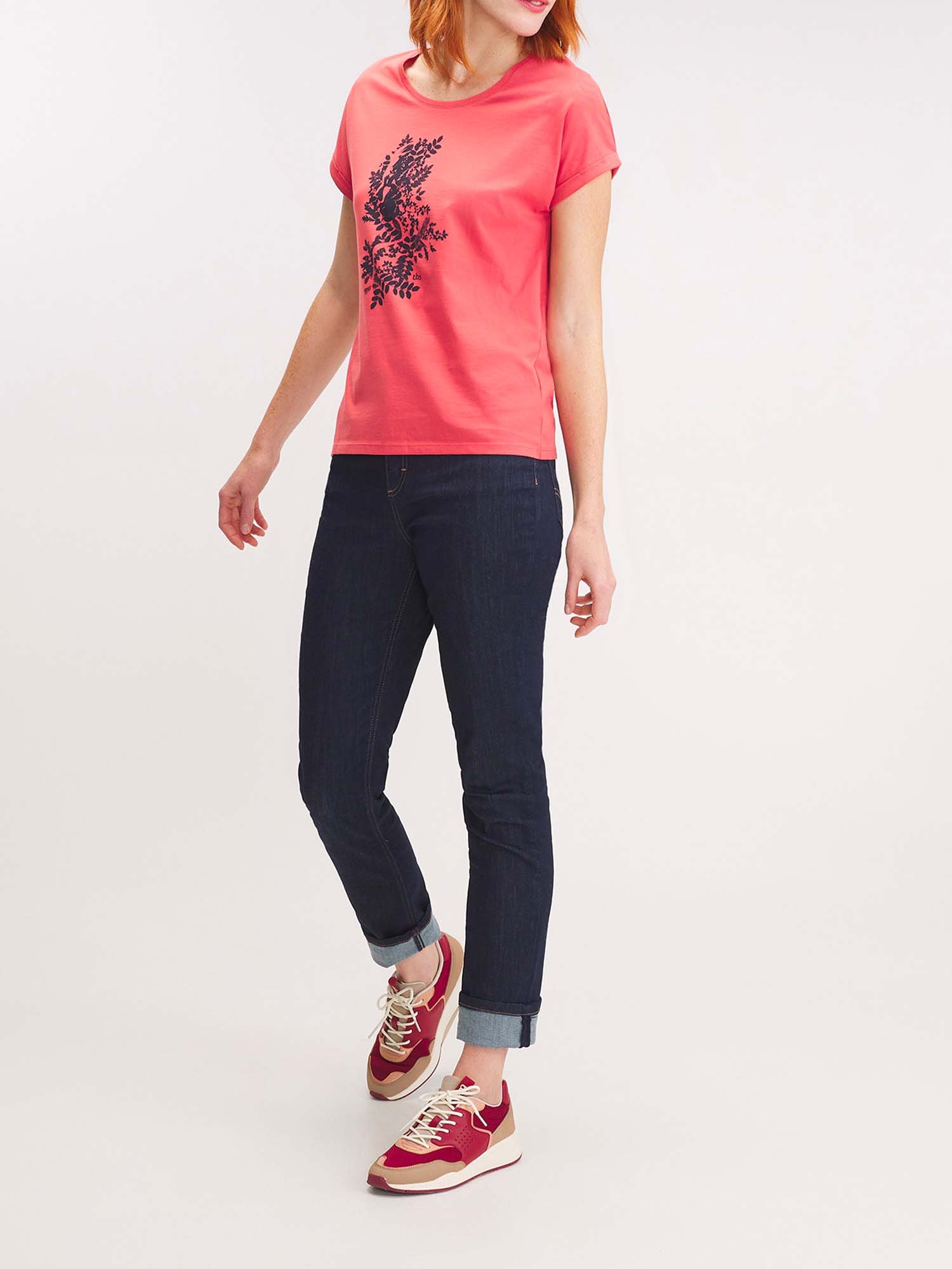Tee Shirt Femme A Motif Rose