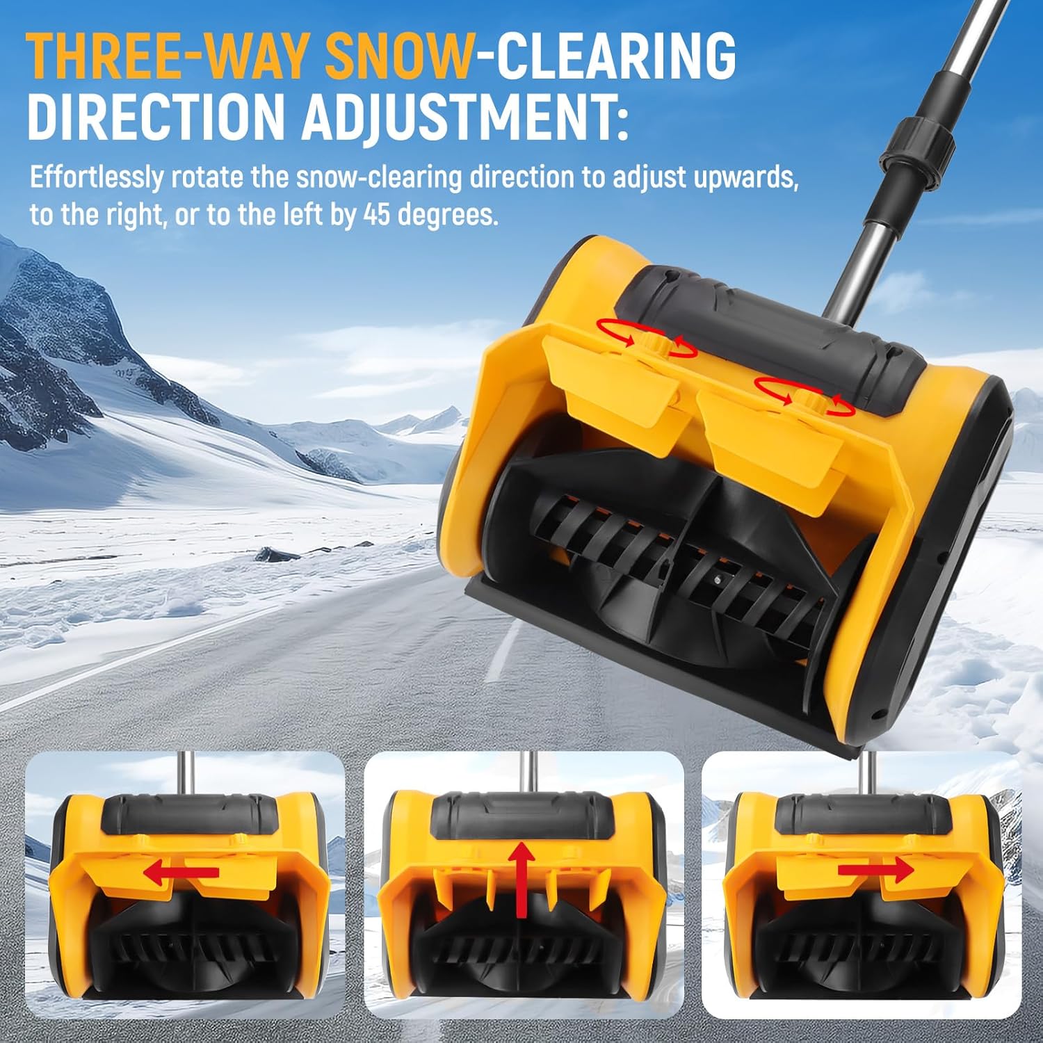 650W Akku Schneefräse Handgeführte Faltbar, Schneebürste Kehrmaschine Bürstenloser Motor für Gehwege,Auffahrt,Hof, 28cm Räumbreite, 14 cm Räumhöhe, Einstellbare Auswurfrichtung
