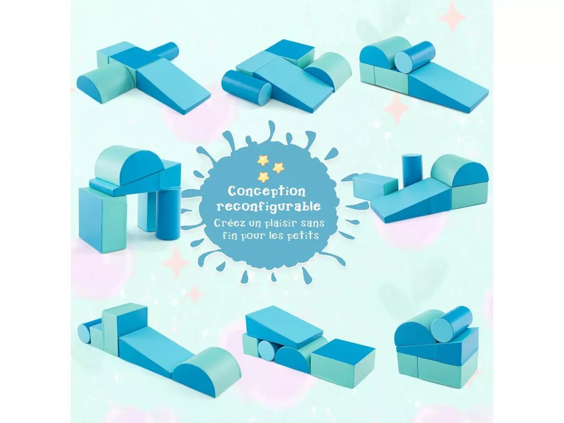 5PCS Parcours Motricité Bébé en Mousse avec Housse en PU, Module Motricité Bébé avec Fermeture Clair & Formes Différentes, Jouets Éducatifs pour Ramper Grimper pour Enfants d'Âge Préscolaire…