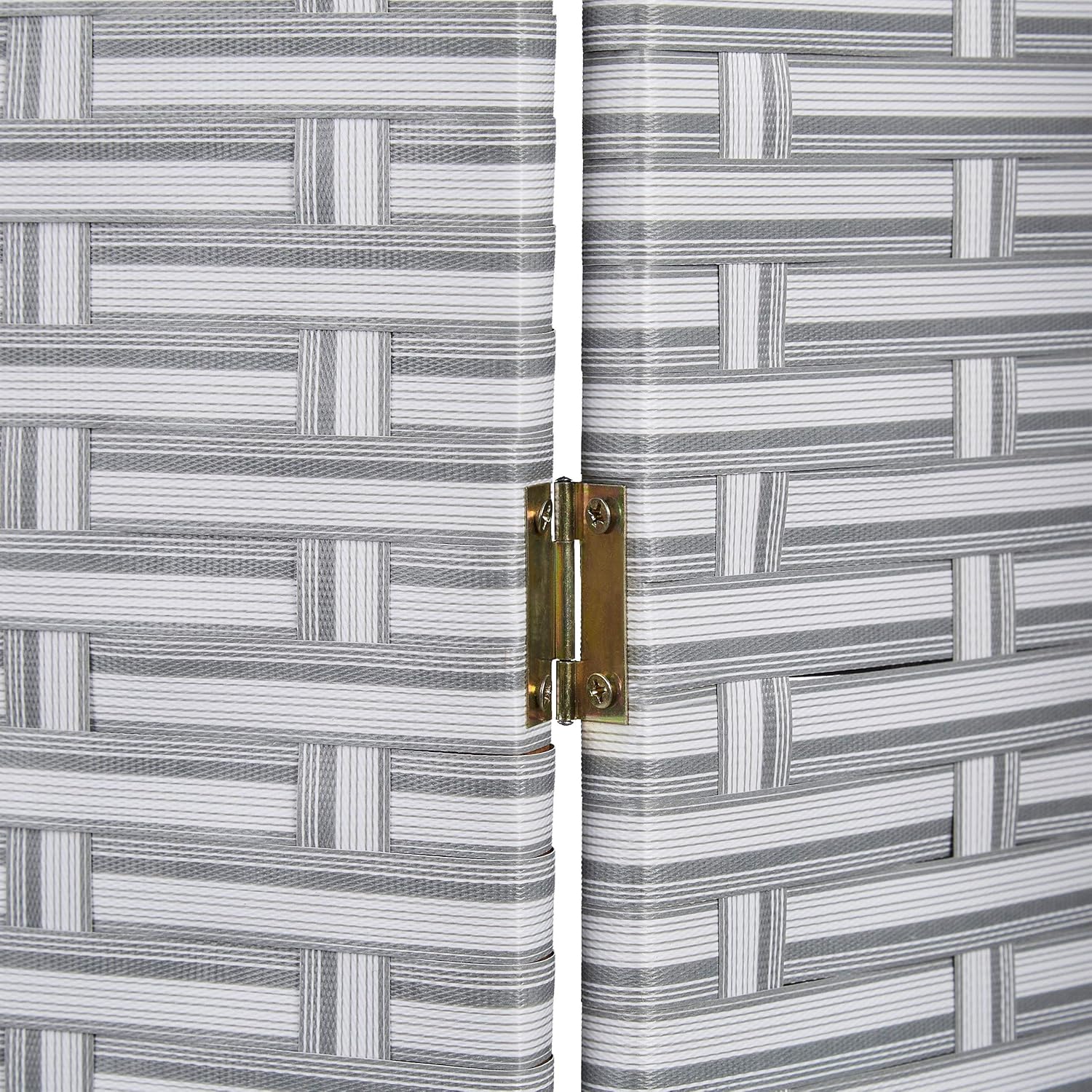 Relaxdays Paravent Raumteiler, 4-teilig, HxB: 180 x 180 cm, Faltbarer Raumtrenner, Sichtschutz, Kunststoff, weiß-grau UX8290923