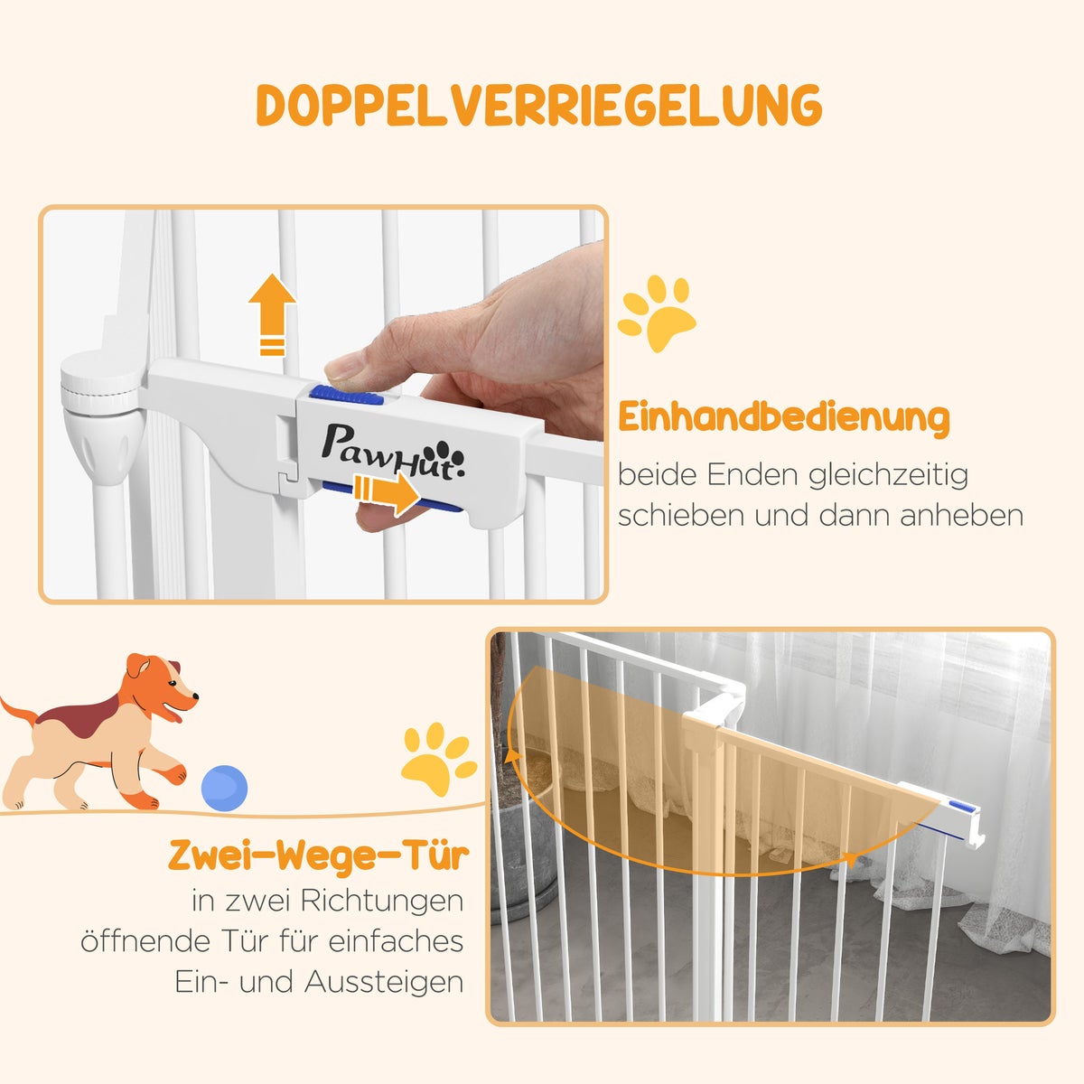 PawHut Puppy Playpen, 123L x 102B x 90H cm, Staal, Kunststof, Wit