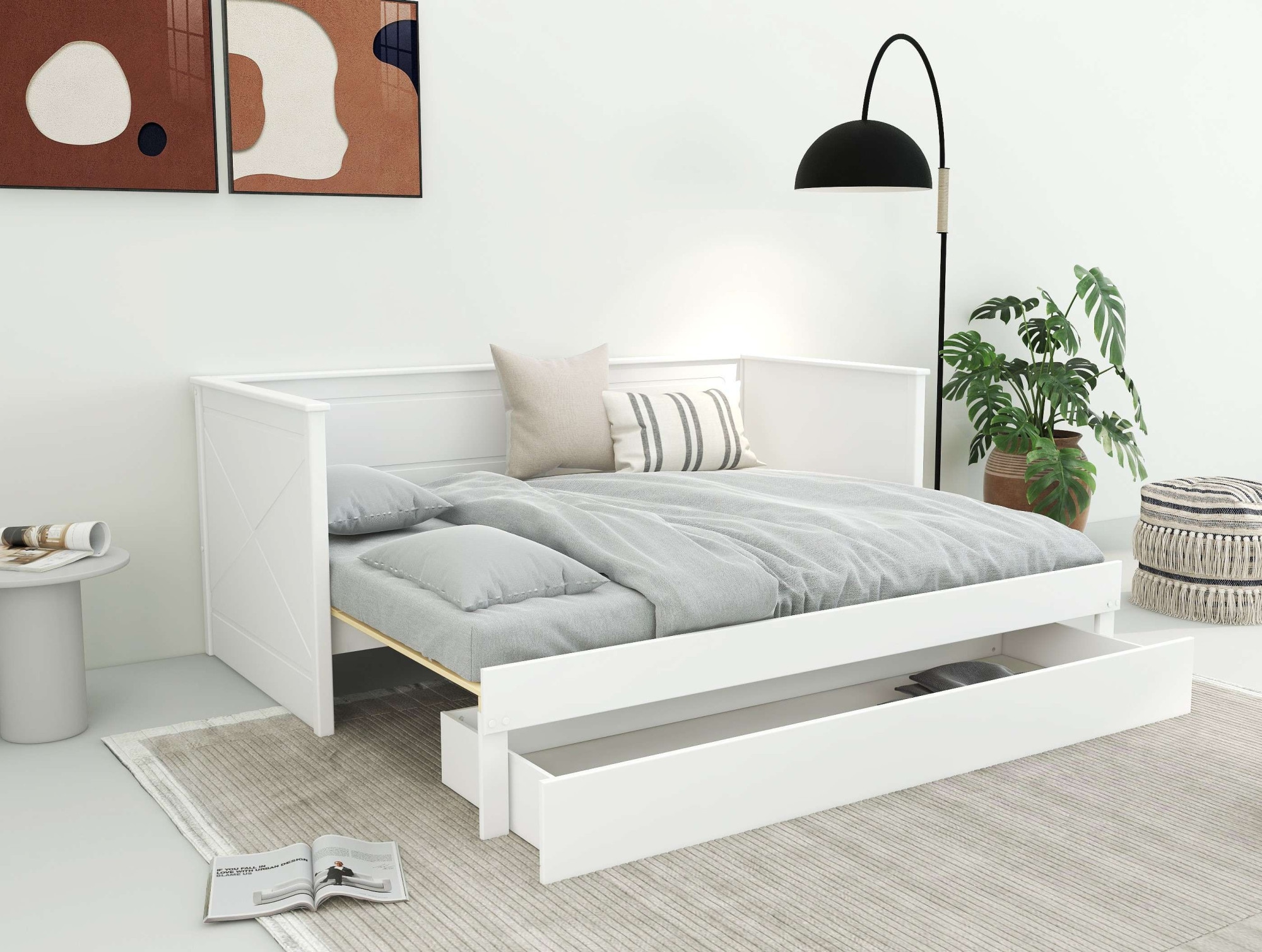 Home affaire Daybett »Emden, mit ausziehbarem Bett und Bettkasten, 2 Liegeflächen« inklusive 2 x Lattenrost