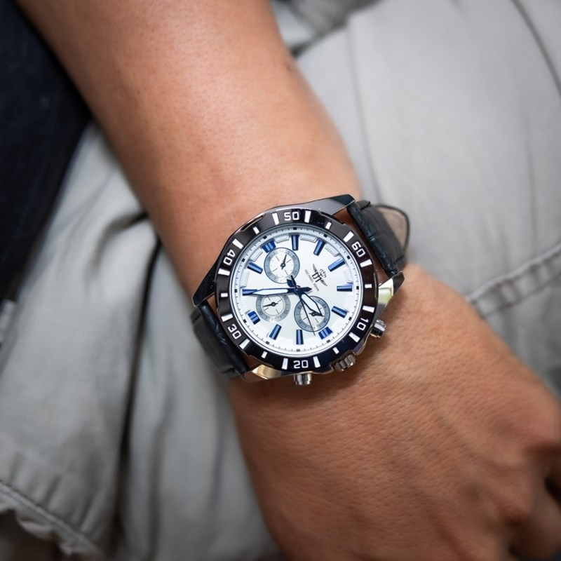 Montre Homme M. JOHN bracelet Cuir Noir