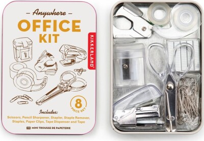 Kikkerland - Office Kit Inkl. Hæftemaskine, Klammer, Tape, Saks