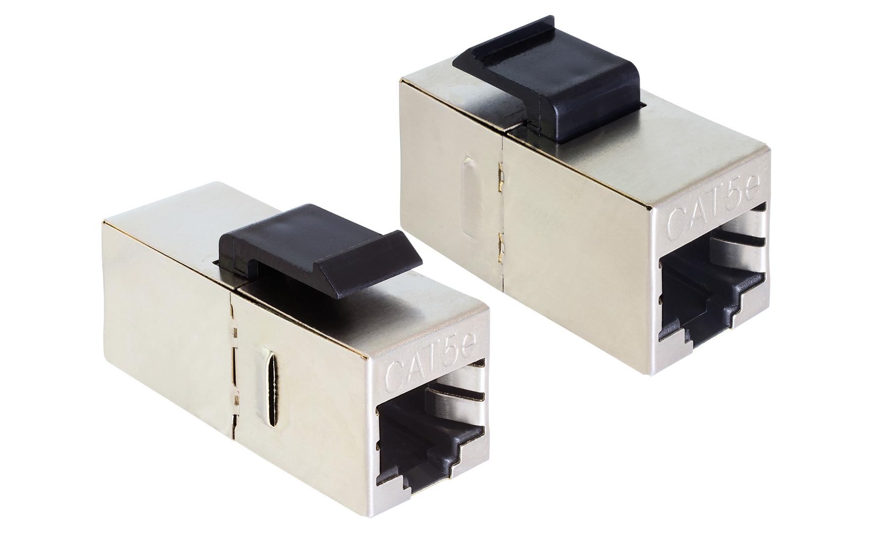 Keystone-Modul RJ-45 - RJ-45, Cat.5e geschirmt, kompaktDelock Keystone Modul RJ45 Buchse zu RJ45 Buchse Cat.6 UTP schwarz