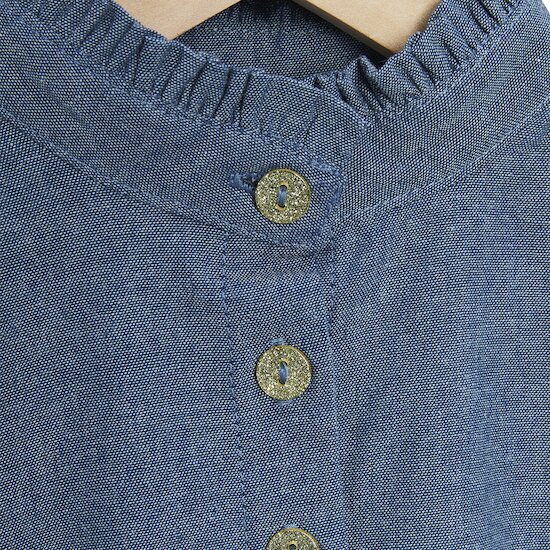 Bleu Ballerine Robe manches longues bi-matière   Blue Bastille        de               Marèse