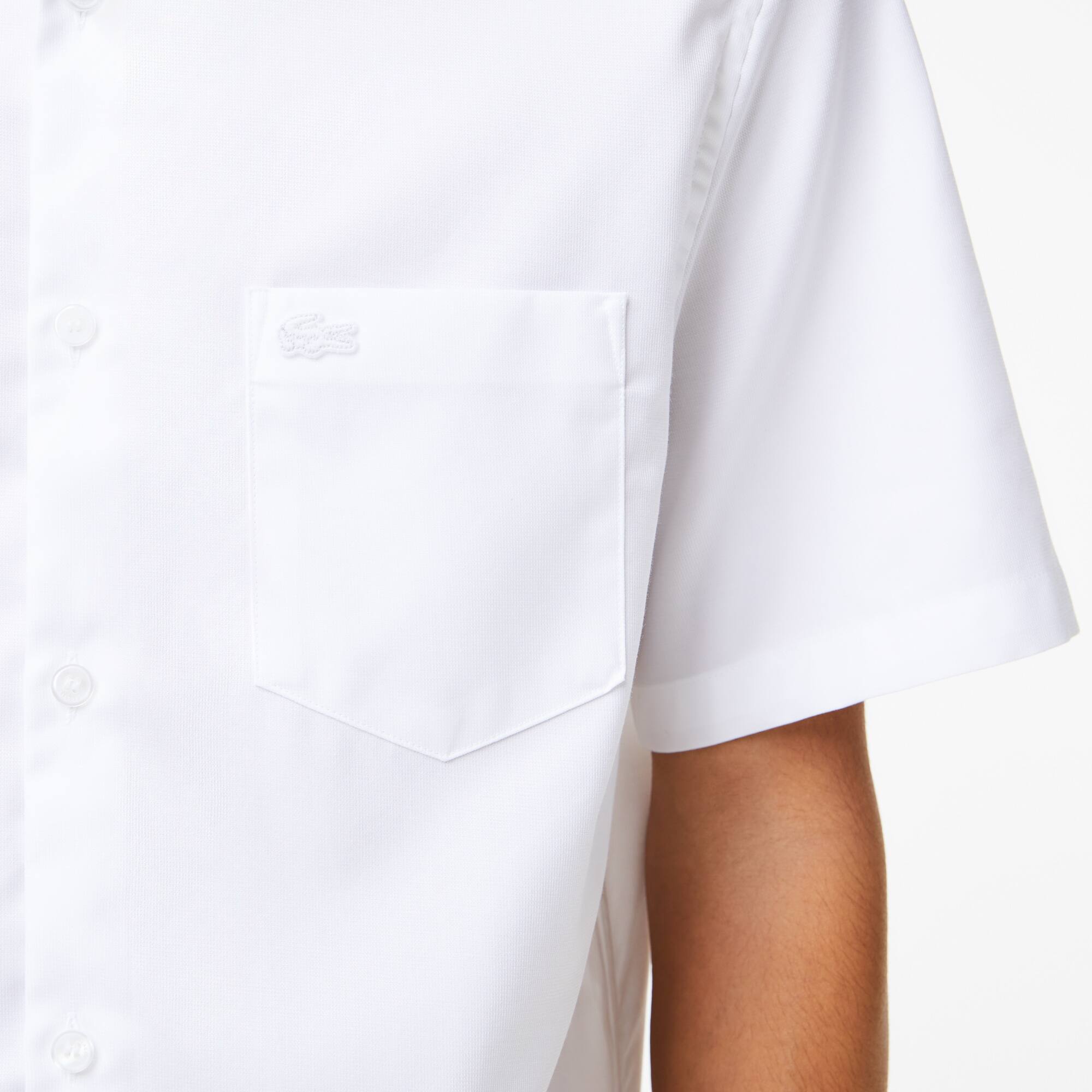 Chemise regular fit unie à manches courtes en coton premium Manches Courtes - Blanc - Lacoste - Homme