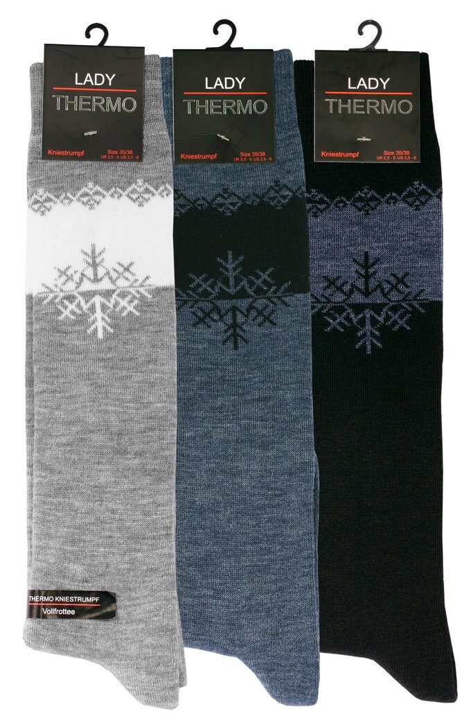 Cotton Prime® THERMO Kniestrümpfe 3 Paar, Eiskristall-Muster