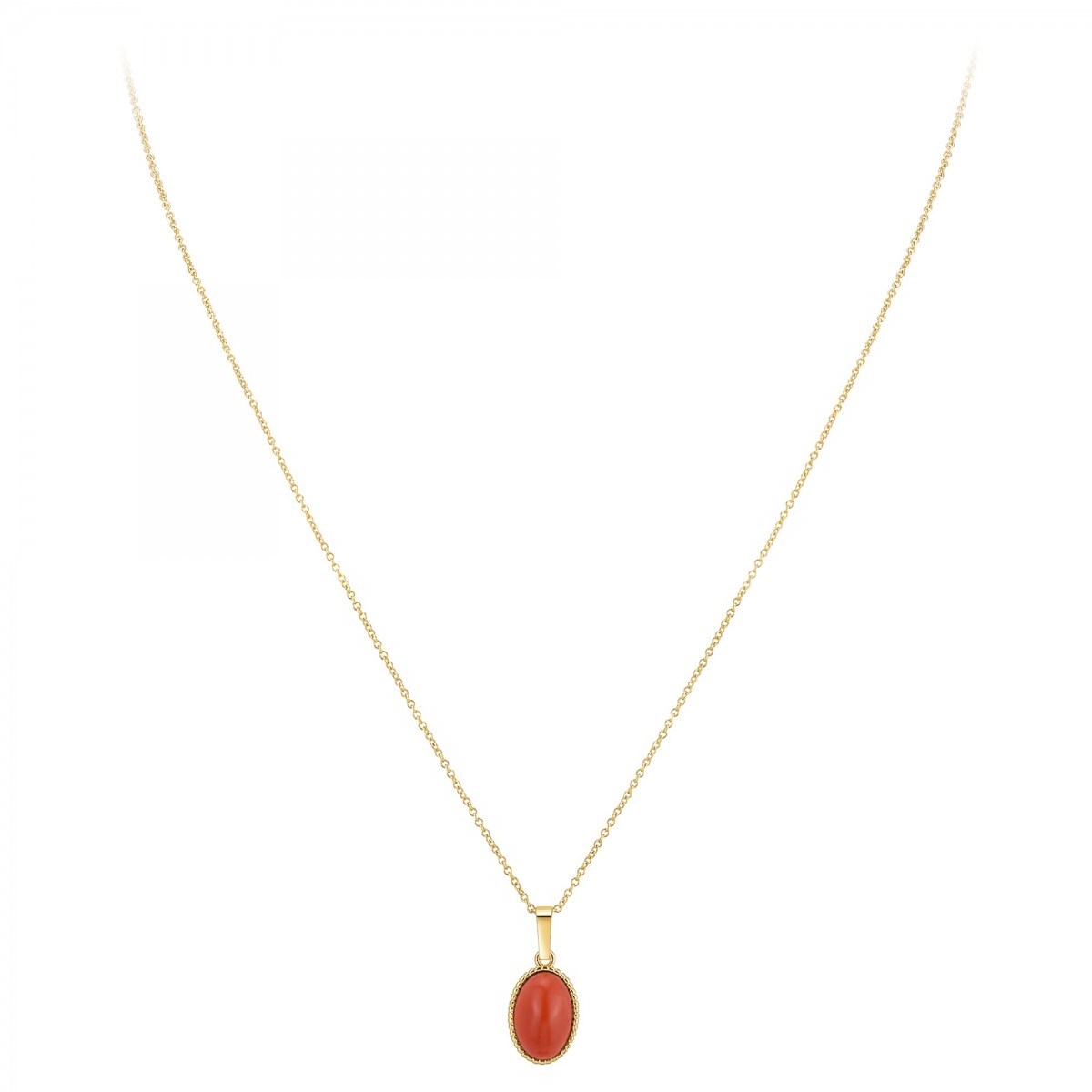 Collier SC Bohème orné d'un onyx rouge en Métal rhodié Finement doré