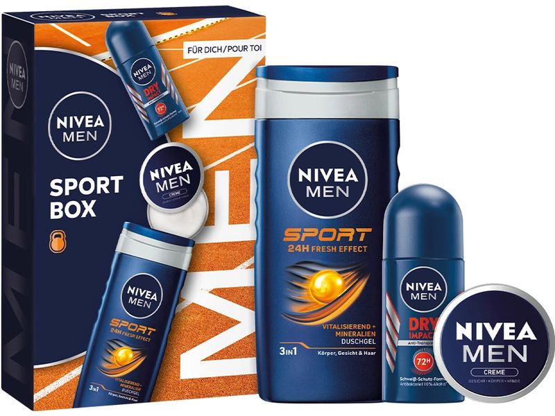 NIVEA MEN Geschenkset Sport Box 2024 Vitalisierende Pflege für Sportliche