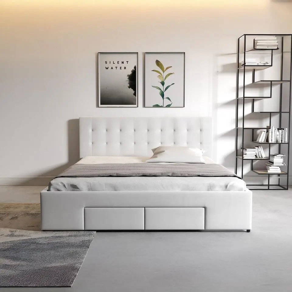 Meubella - Tweepersoonsbed Milo - Wit - 180x200 cm