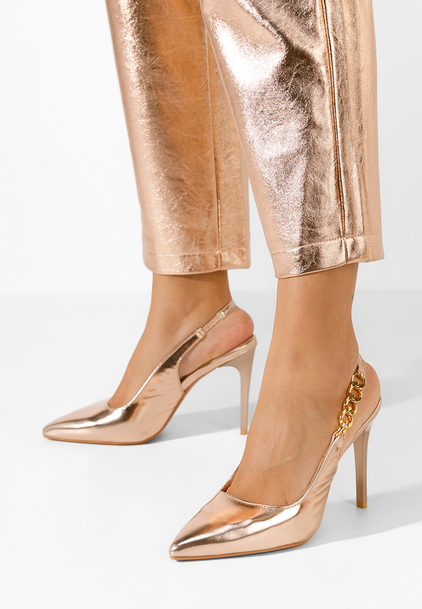 Chaussures élégantes à talon champagne Elemia