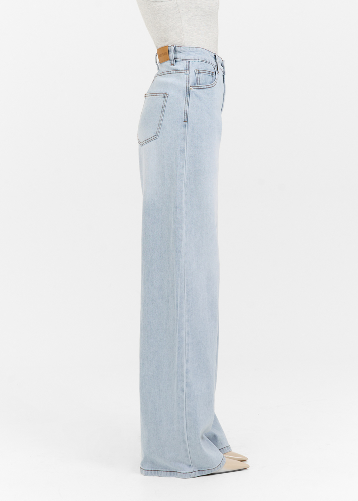 Wide leg stretch lightweight jeans sky blauw
