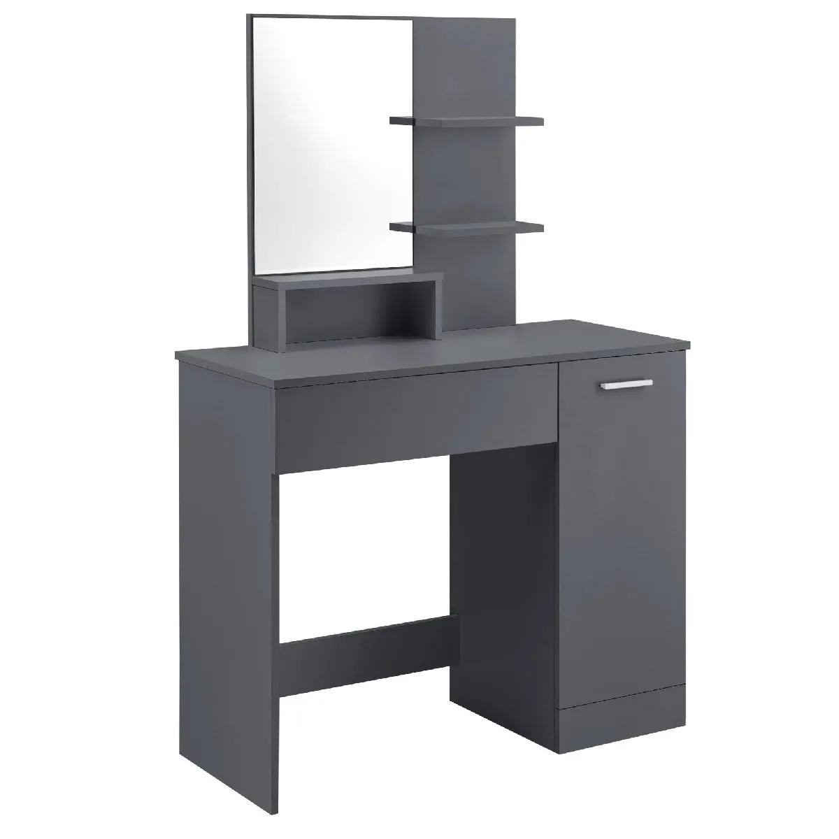 Helloshop26 Coiffeuse avec miroir et tiroir - Gris foncé