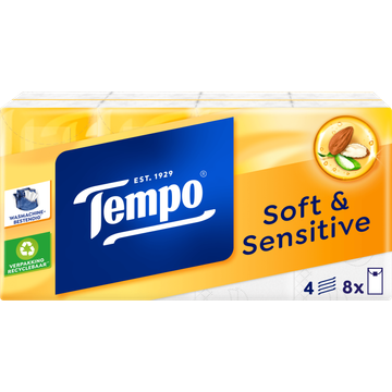 Tempo Soft & Sensitive 8 x 9 Zakdoekjes