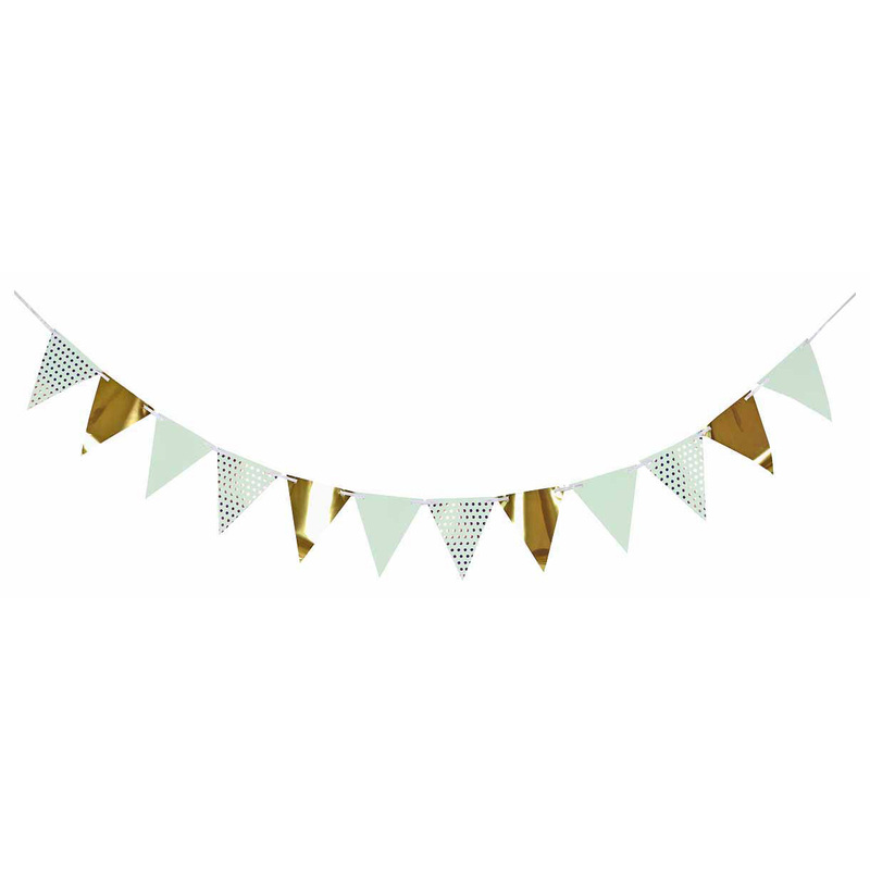 I AM CREATIVE Wimpelgirlande, mint/gold