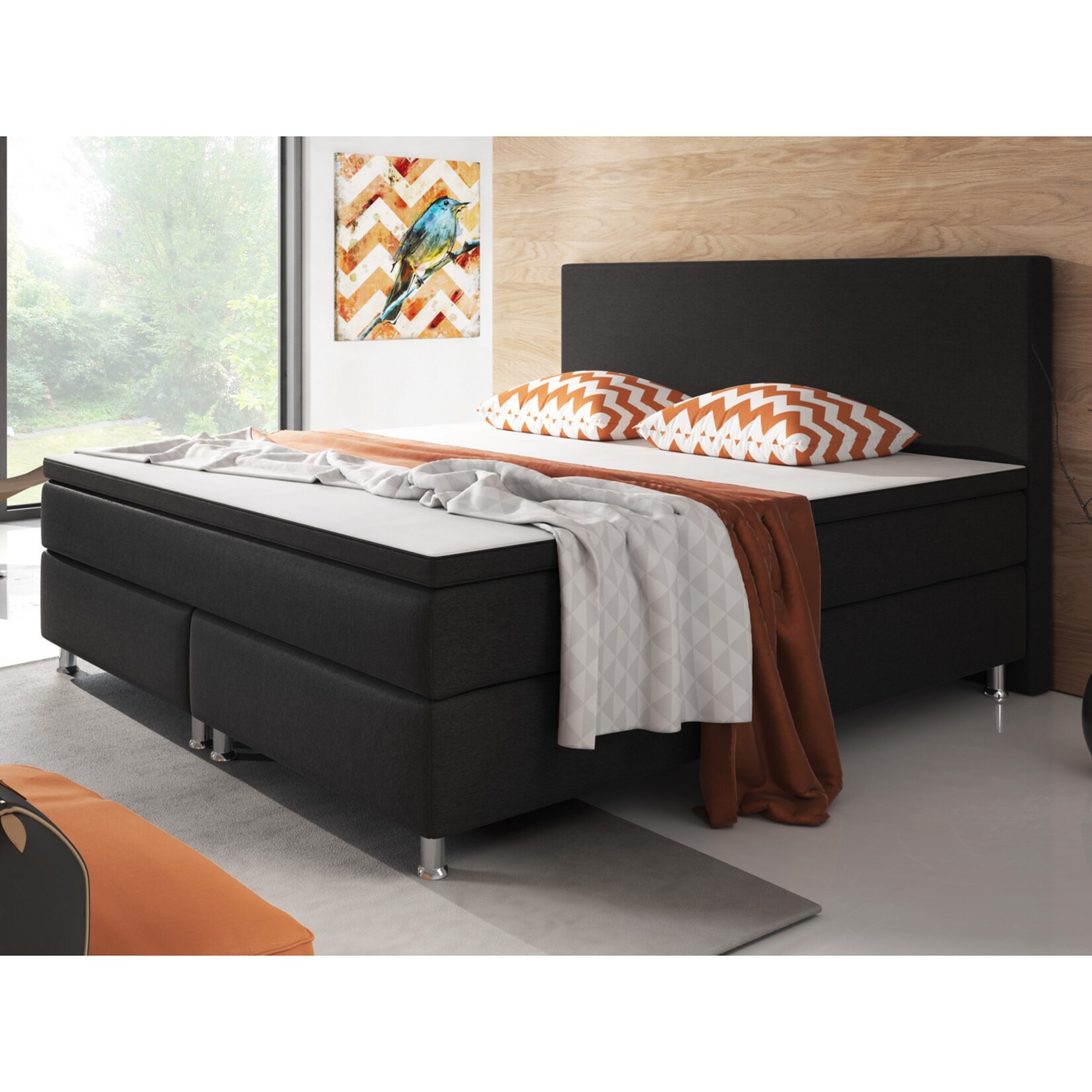 Inter Handels Boxspringbett Berlin 180 x 200 cm schwarz