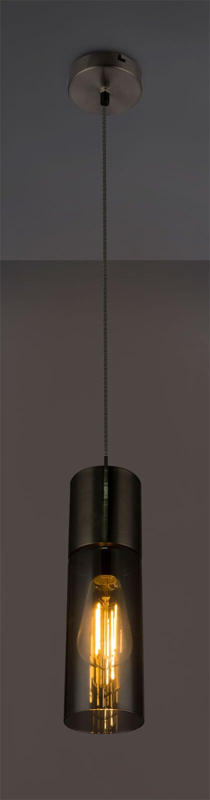 GLOBO Retrofit Pendelleuchte Annika 10x152,5 cm nickel/rauchfarbig