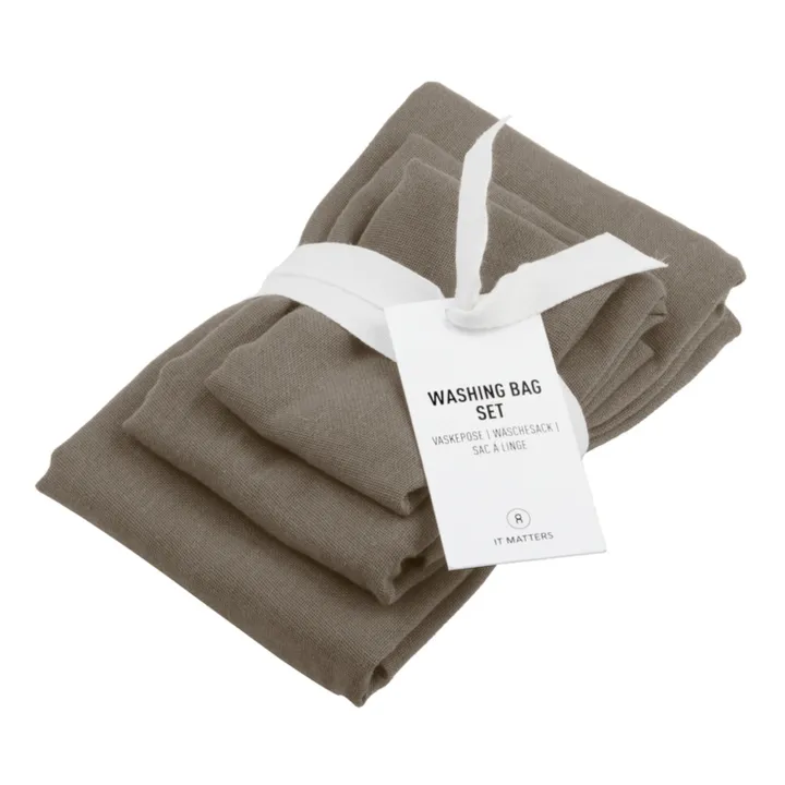 The Organic Company Sac de lavage en coton bio - Set de 3 | Marron