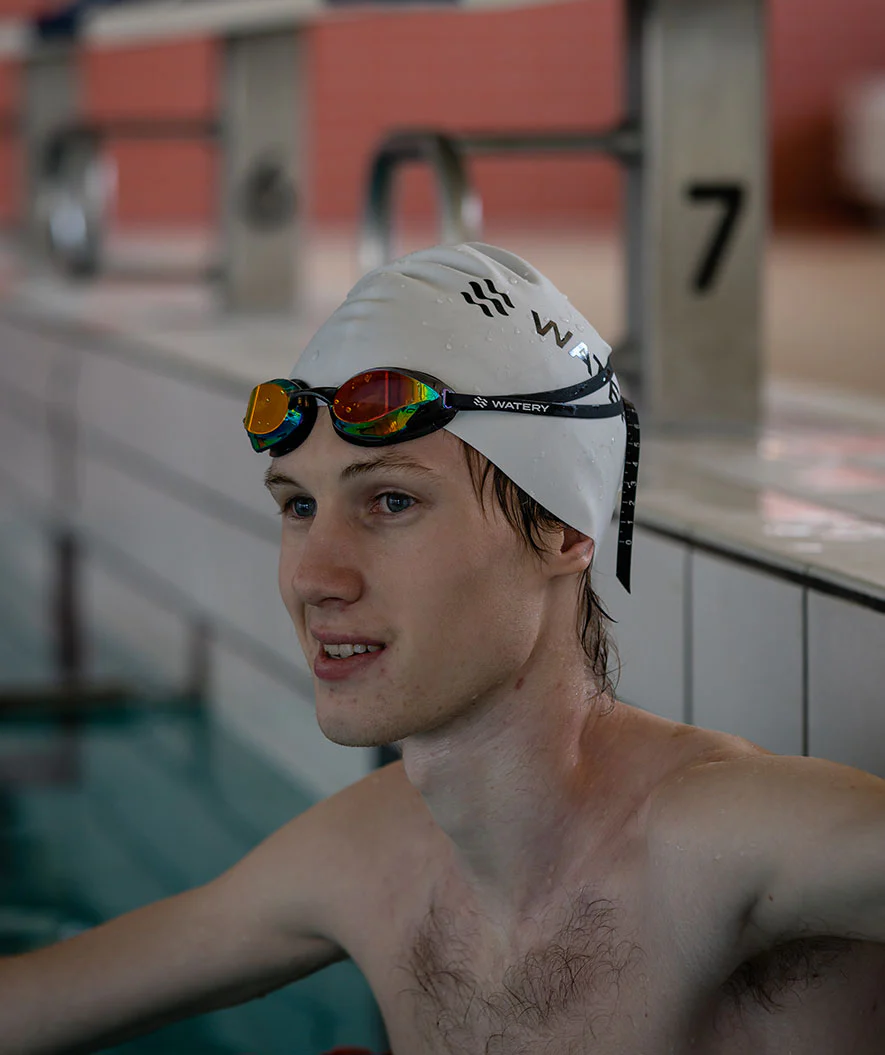 Watery Elite svømmebriller - Poseidon Ultra - Hvid/blå