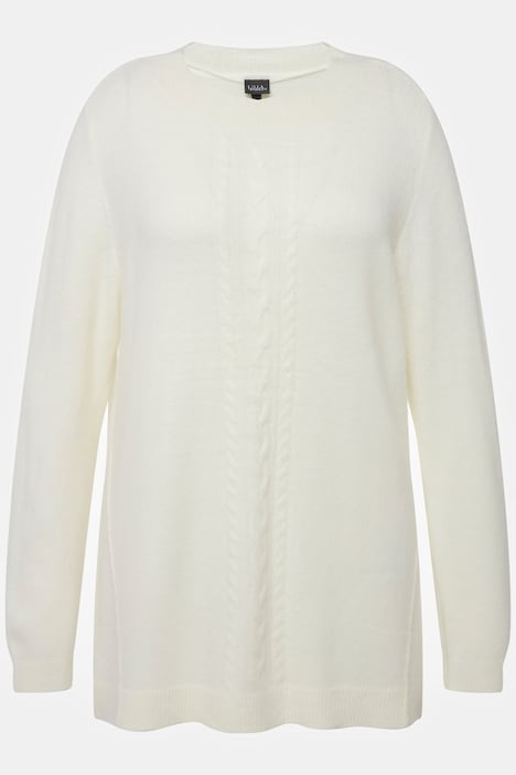 Pullover, Zopfmuster, Stehkragen, Langarm