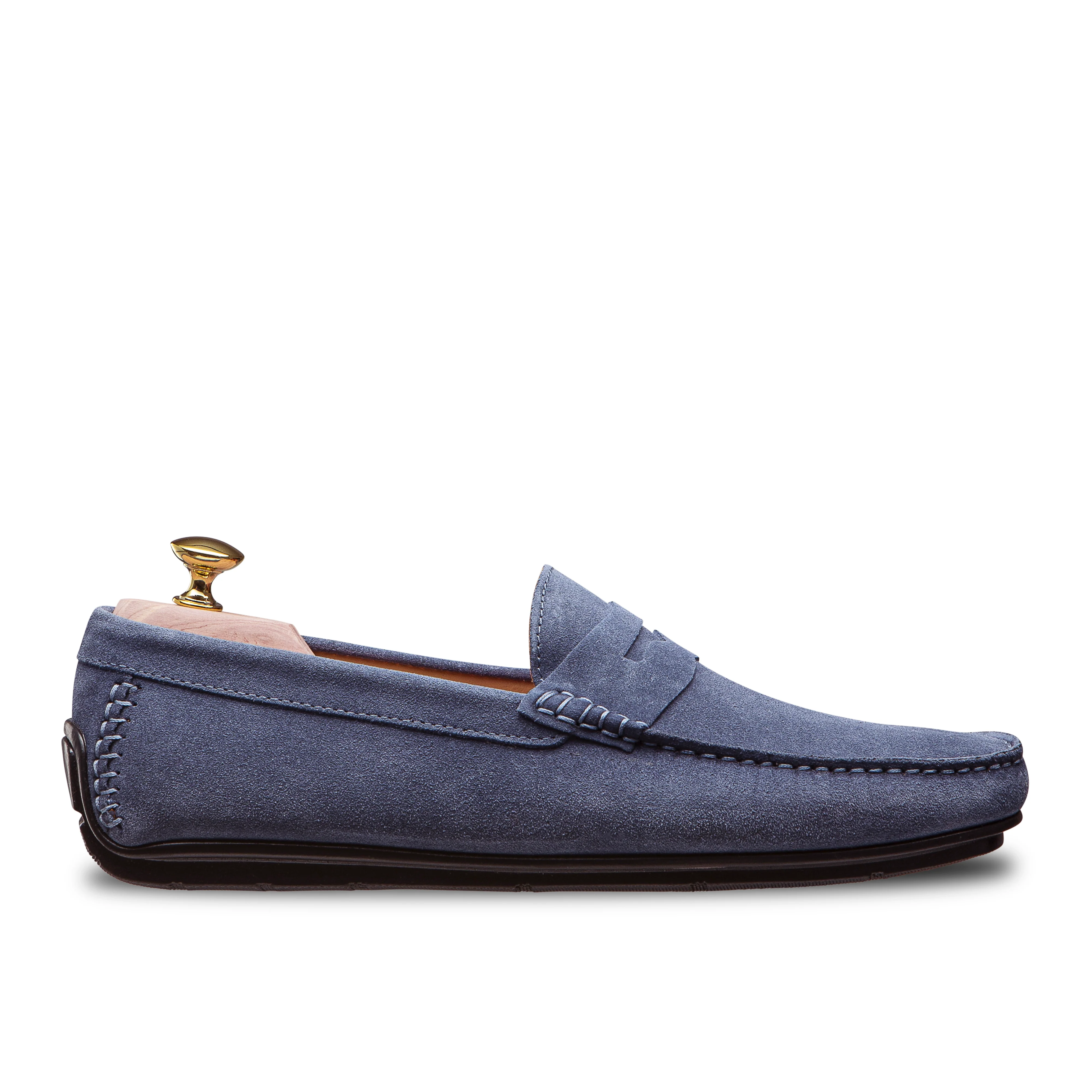 Mocassin d'été driver homme velours bleu ciel Fiorano 700