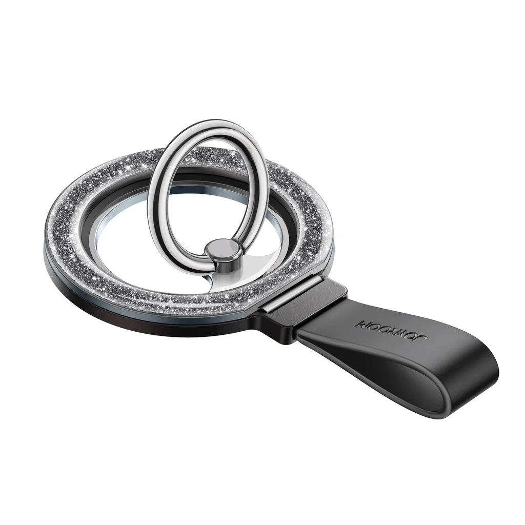 Magnetische MagSafe Finger Griff Ring Halterung 360 Grad Glitzer Design (JR-ZS425-B) - Schwarz