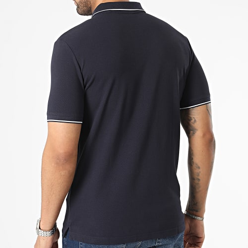Polo A Manches Courtes Stretch Pique Tipping 0596 Bleu Marine
