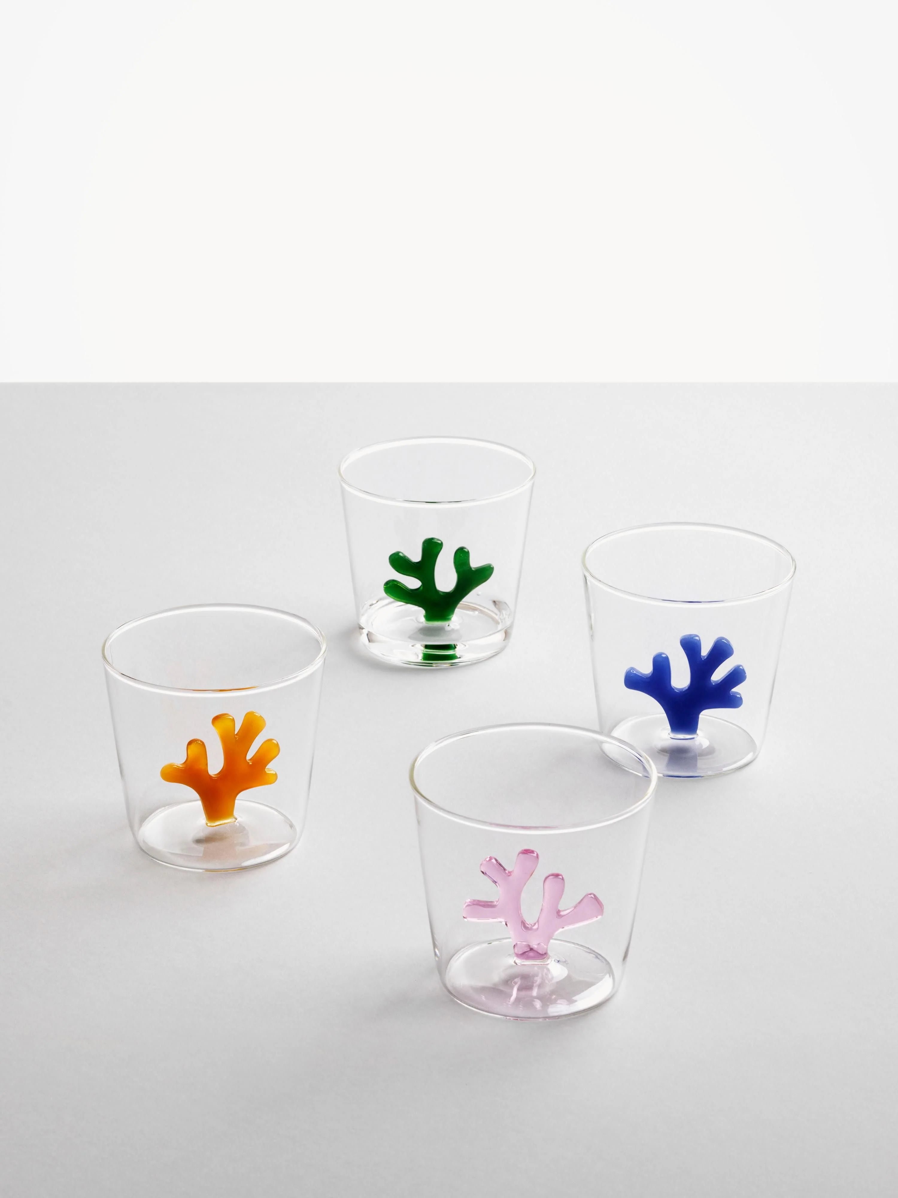 Handgemaakte waterglazen Coral Reef van borosilicaatglas, 6-delig