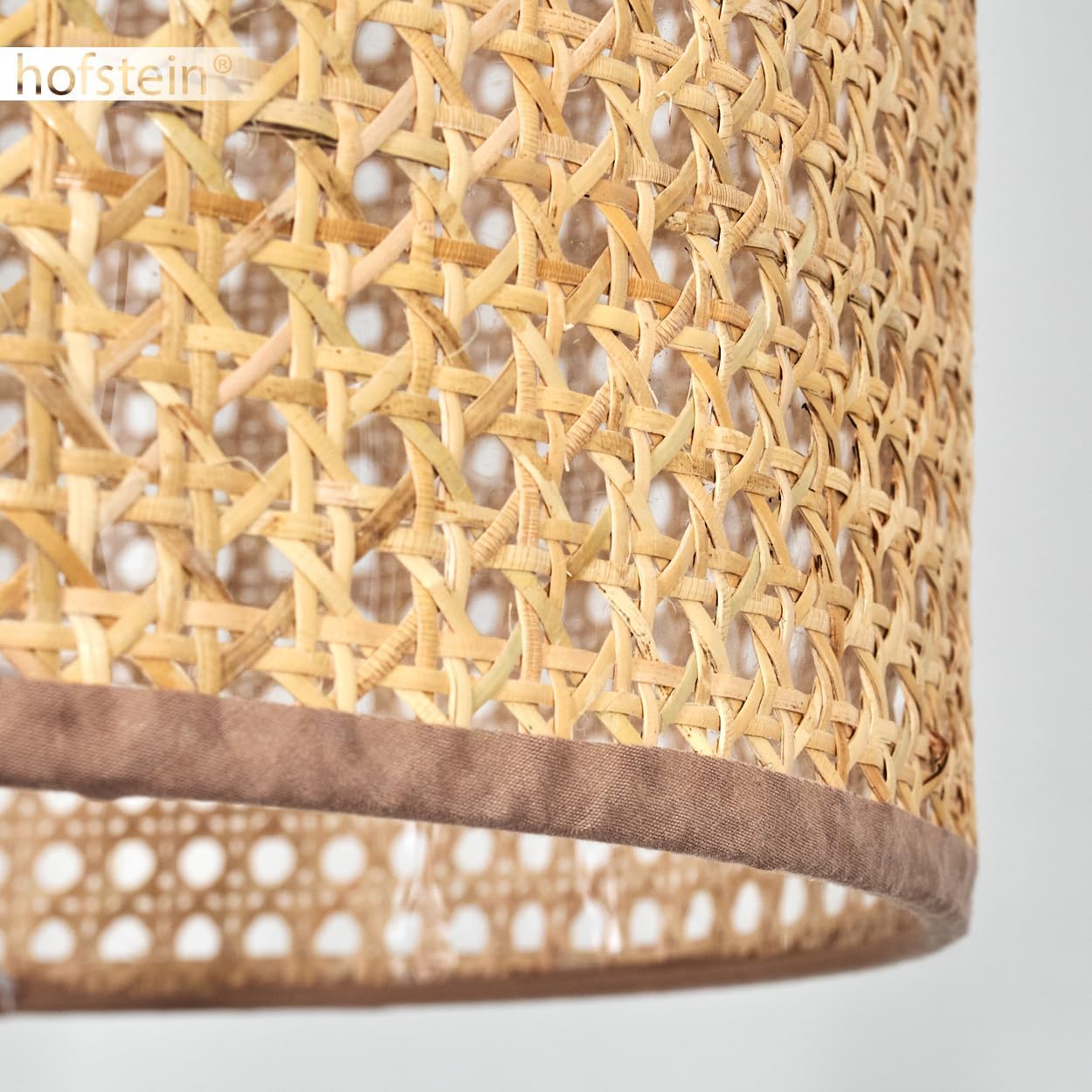 Stehleuchte Barcos, Stehlampe aus Holz/Wiener Geflecht/Rattan in Naturfarben/Schwarz, Leuchte im skandinavischen Design mit rundem Schirm (Ø 40cm) u. Fußschalter, Höhe 154cm, 1x E27, ohne Leuchtmittel