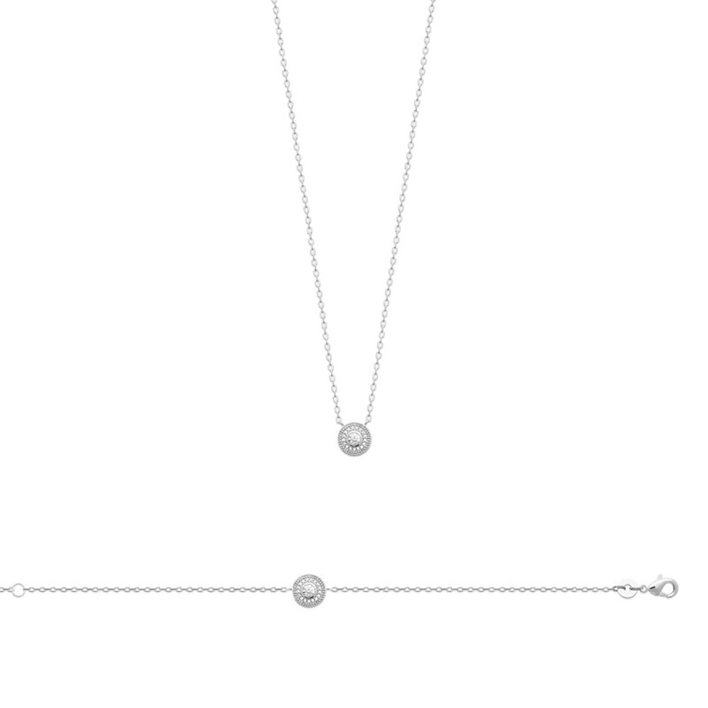 Collier Femme - Argent 925 - Oxyde de zirconium - Longueur : 45 cm