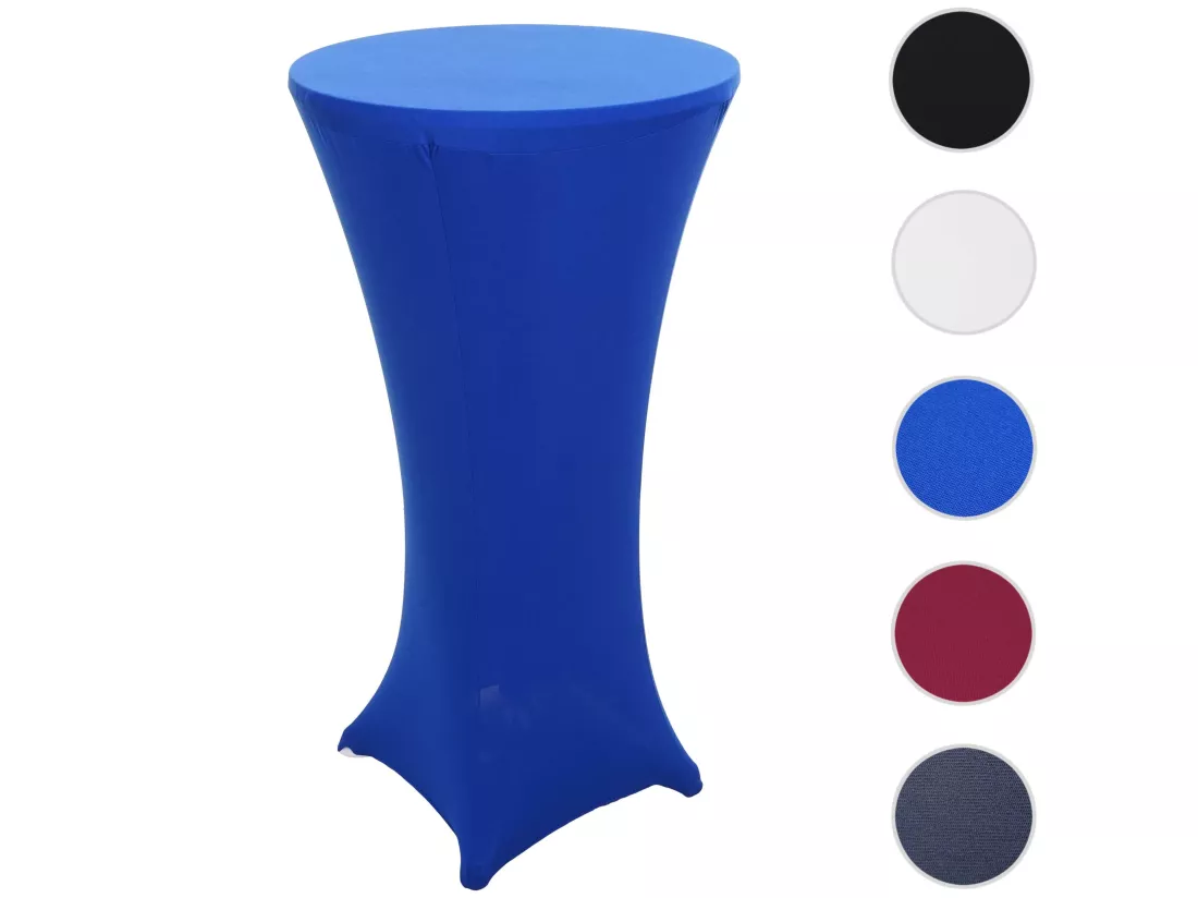 Set table haute + housse de table haute HWC-J30, pliable et réglable en hauteur Ø 60cm ~ housse bleu
