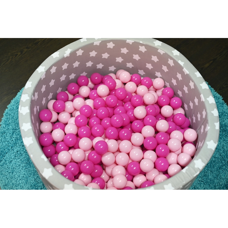 knorr toys® Bällebad soft - Grey white stars - 300 balls soft pink grau
