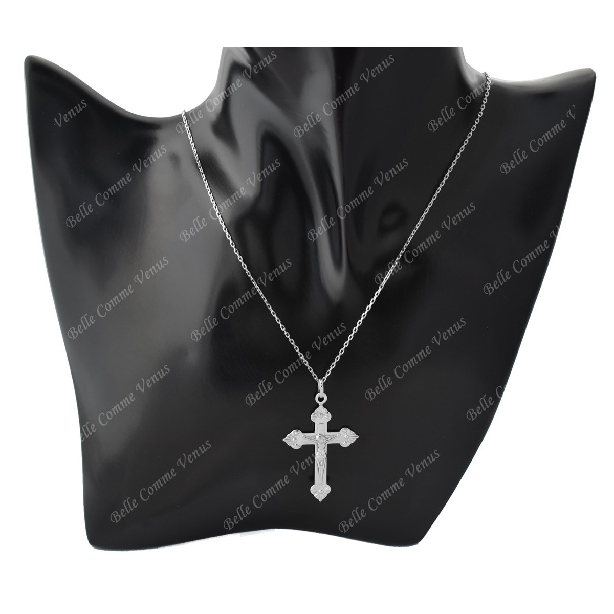 Collier croix crucifix Christ Argent 925 Rhodié