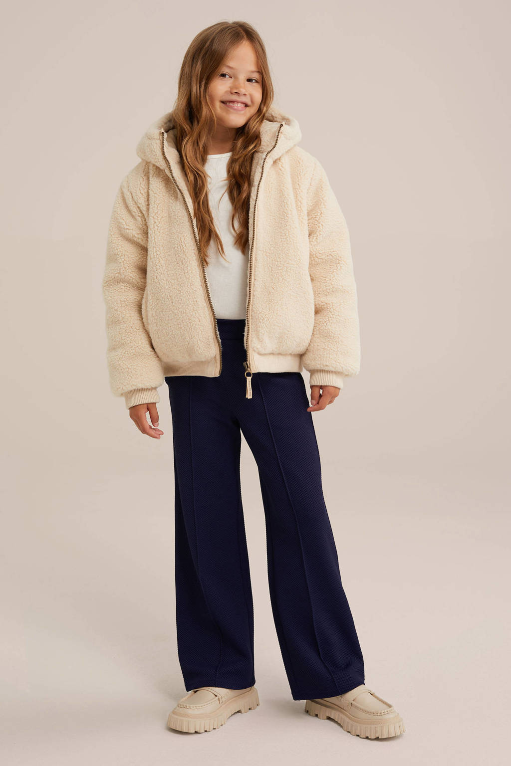 WE Fashion teddy winterjas beige