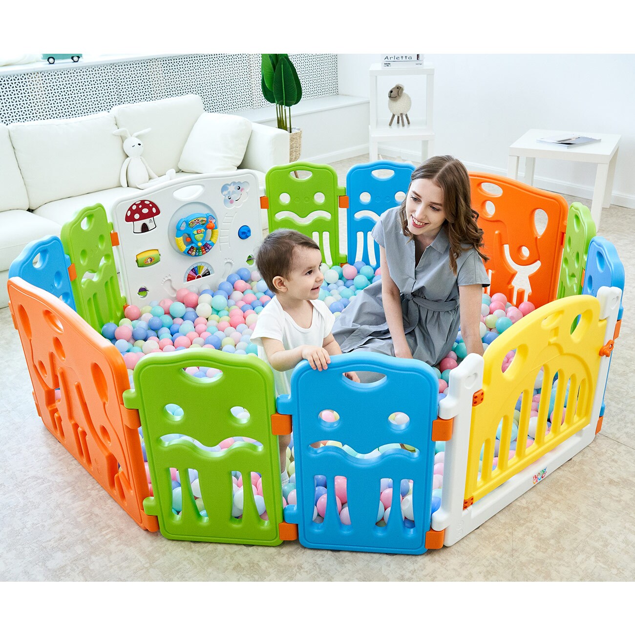 Baby Vivo Laufgitter aus Kunststoff mit Tür COLORS XL - Erweiterbar