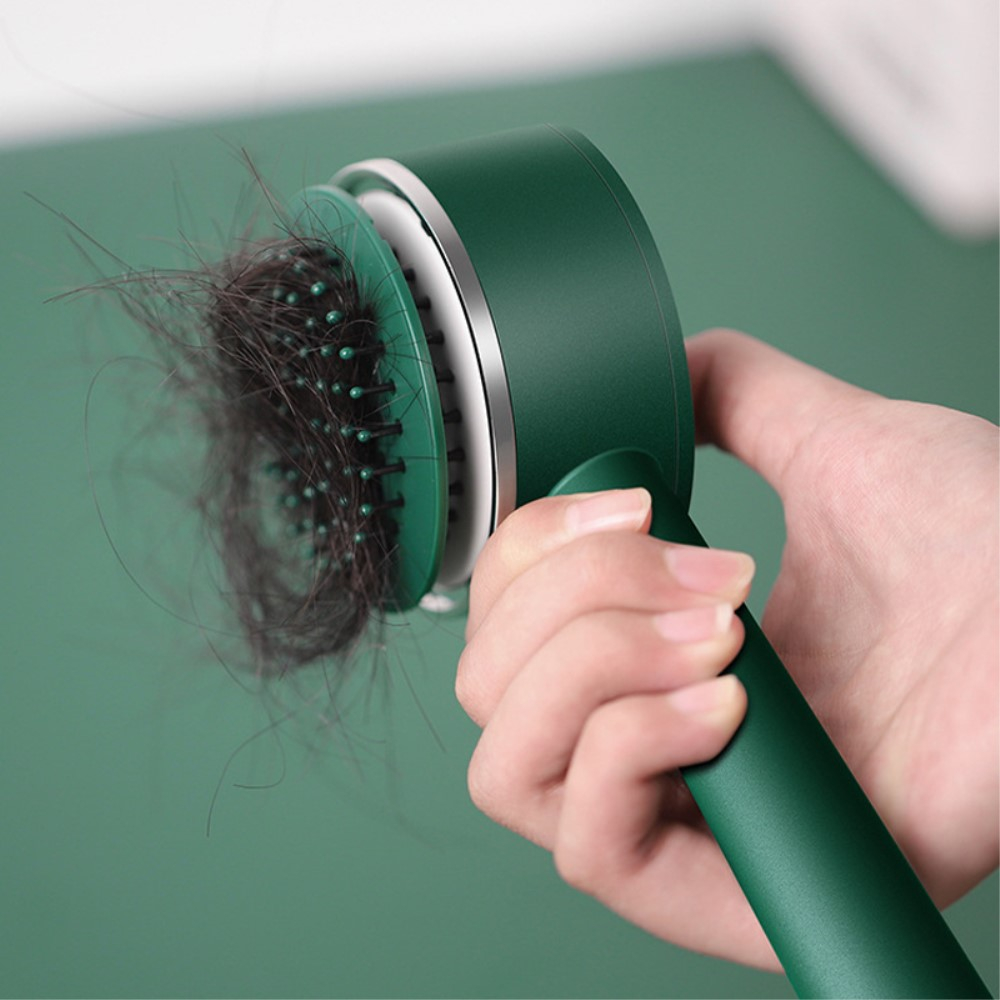 (20cm) Haar Styling Bürste Kopf Massage Haarbürste mit Selbstreinigungs Knopf - Pink