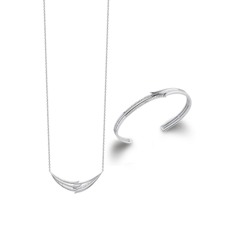 Collier Femme - Argent 925 - Oxyde de zirconium - Longueur : 45 cm