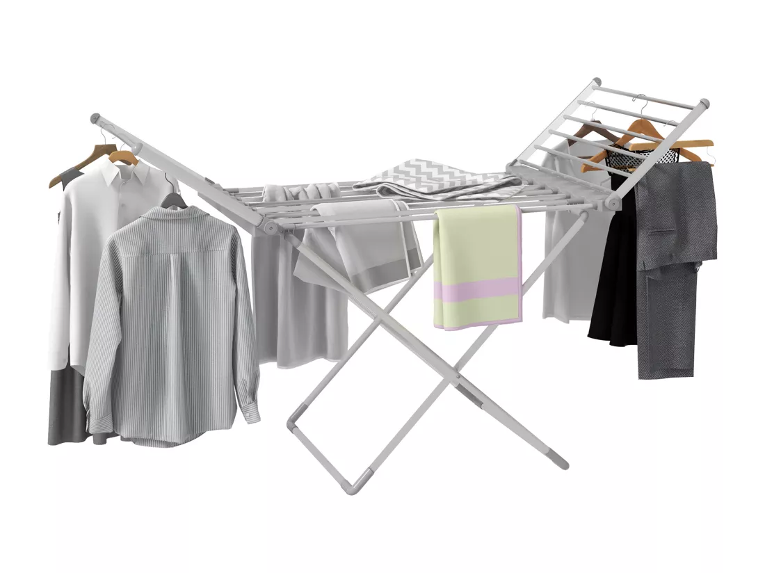 Etendoir séchoir linge pliable 2 ailes latérales extensibles alliage aluminium