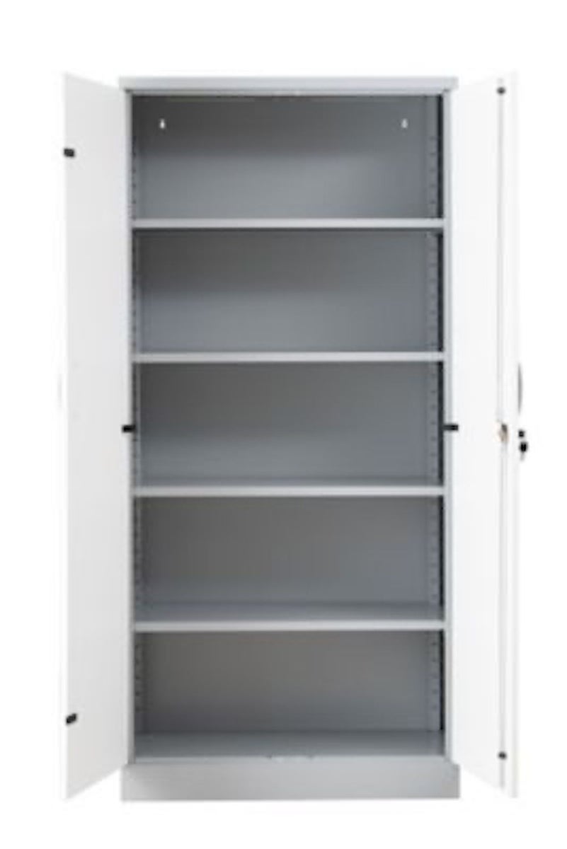 PROREGAL Beetle archiefkast met 4 legplanken, afmetingen (H x B x D): 195 x 92 x 42 cm, zilver & wit