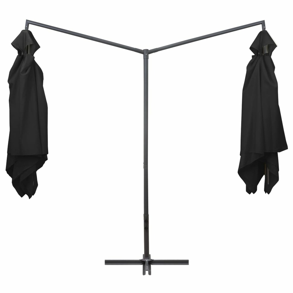 Parasol d'extérieur double avec mât en acier 250 x 250 cm noir