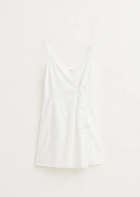 Broderie jurk met strikjes wit (WIT)