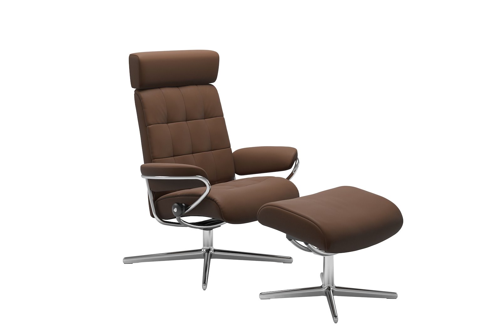 London lenestol m/krakk I hud Batick Spesial Warm Brown og Cross understell i krom