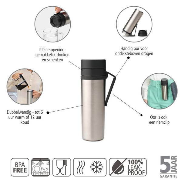 Brabantia Make & Take isoleerfles 0,5 liter - Dark Grey