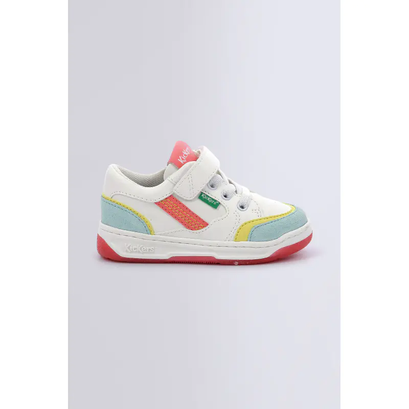 KOUIC BLANC BLEU CLAIR ROSE BASKETS BASSES Synthétique Fille