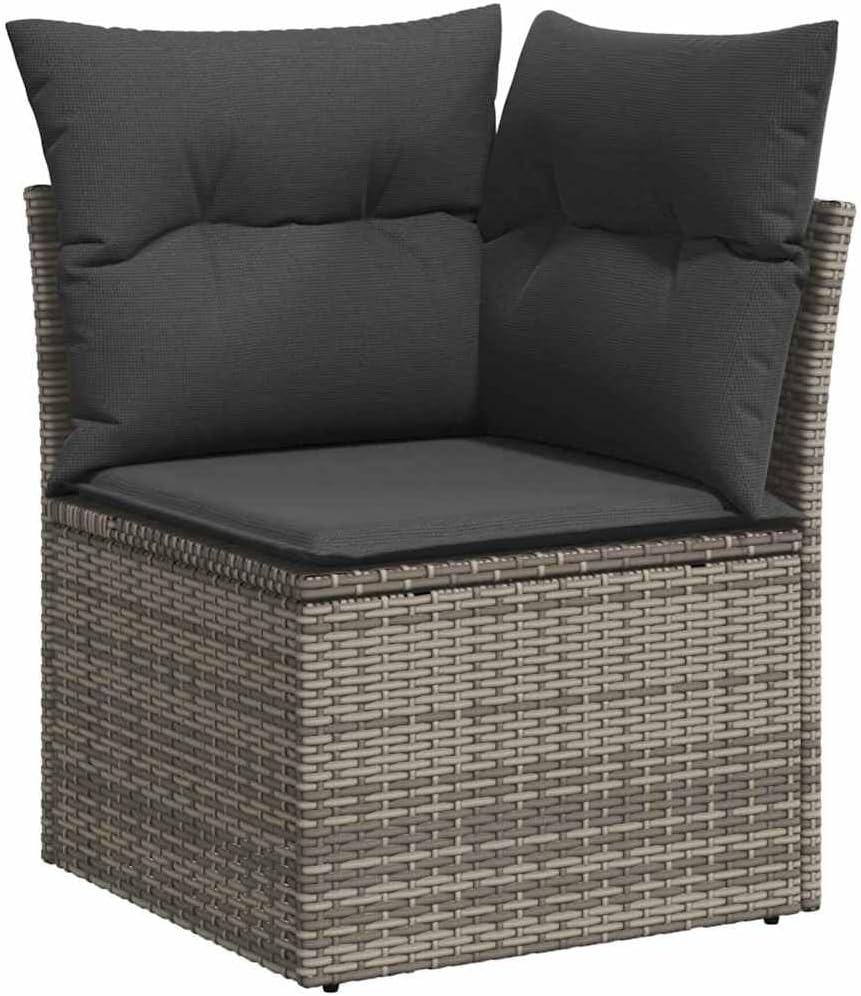 Owox 7-Teiliges Poly-Rattan Ecksofa-Set grau: modulares Lounge-Set mit Tisch, 6-Sitz Gartenmöbel für Balkon & Terrasse