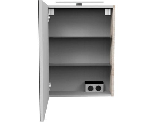 FACKELMANN SBC Small Bathroom Collection spiegelkast, 500 x 16,2 x 680 mm, Alaska essen, 1-deurs, LED links