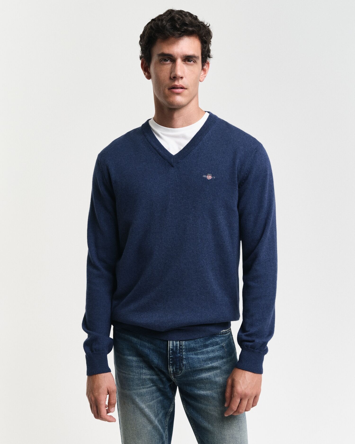Gant V-Ausschnitt-Pullover »COTTON/WOOL«, normale Passform, Strickpullover