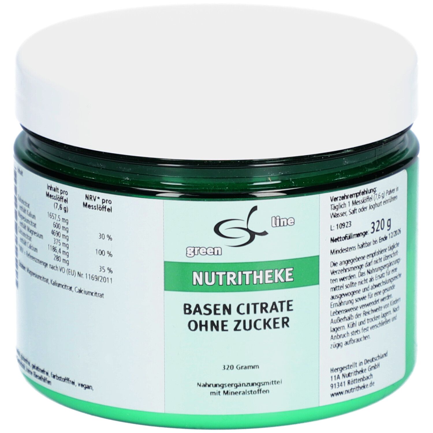 green line NUTRITHEKE Basencitrate Ohne Zucker